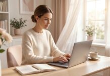 Wirtualna Asystentka AI: Zawód przyszłości, który możesz wykonywać z kanapy. Jak zacząć w 2026 roku? Kobieta pracująca przy laptopie.